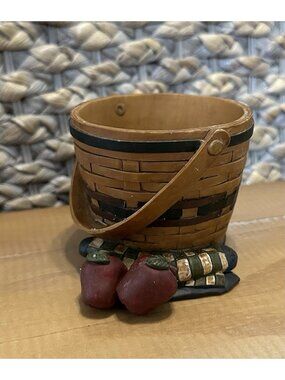 RARE Blossom Buckets Fall Basket with Apples Trinket Dish 2235